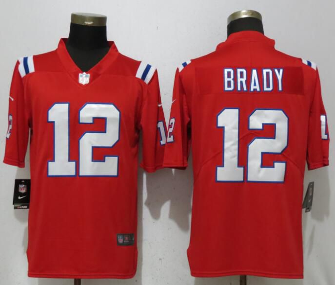 Men New England Patriots 12 Brady Red Vapor Untouchable Player Nike Limited NFL Jerseys